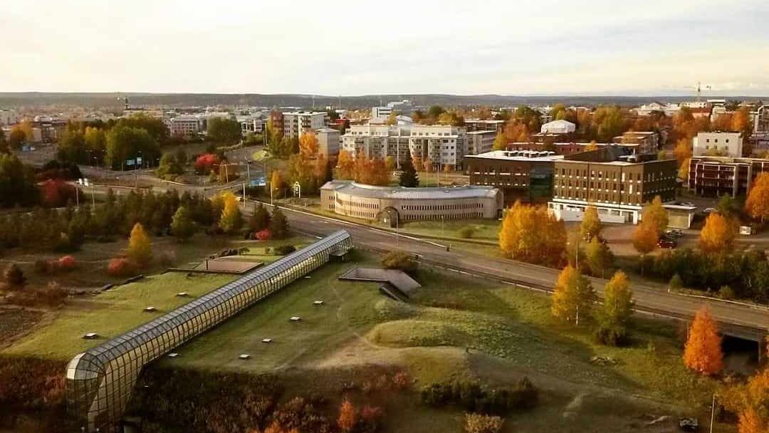 Air photo of the Arktikum museum, Rovaniemi